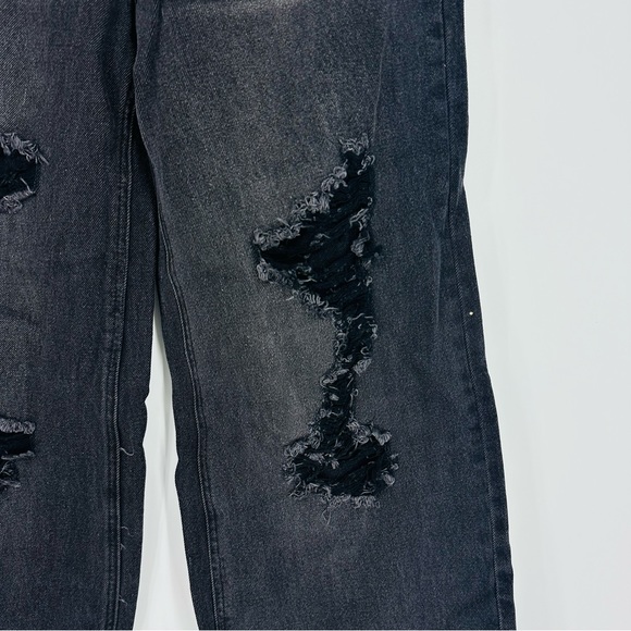 NEW BP Black Destroyed Wide Leg Low Rise Denim Jean 100% Cotton Size 29, Size 30 - Picture 8 of 14